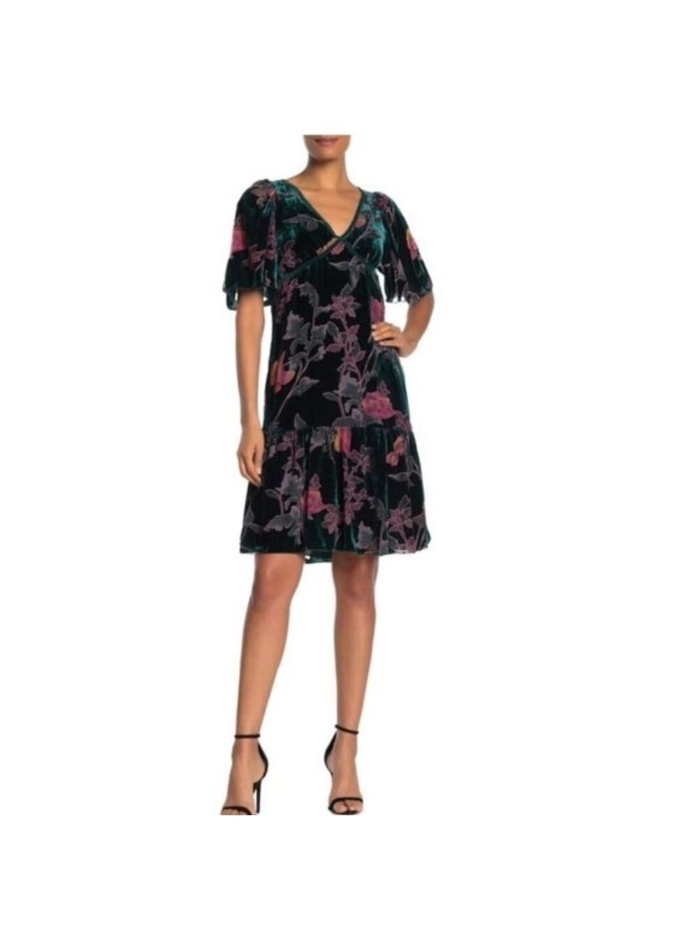 Max Studio Burnout Velvet Floral Dress